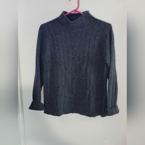 Rosanna Angora Rabbit Hair / Lambs Wool Charcoal Cable Mock Neck Sweater